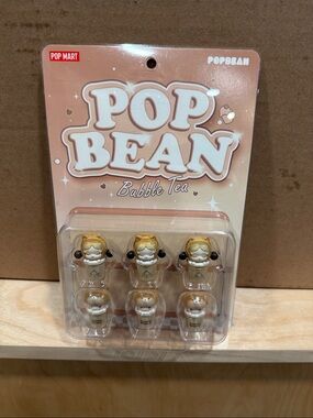 POP BEAN Bubble Tea Kids Toy Set - Beige/Tan Collectible Figures